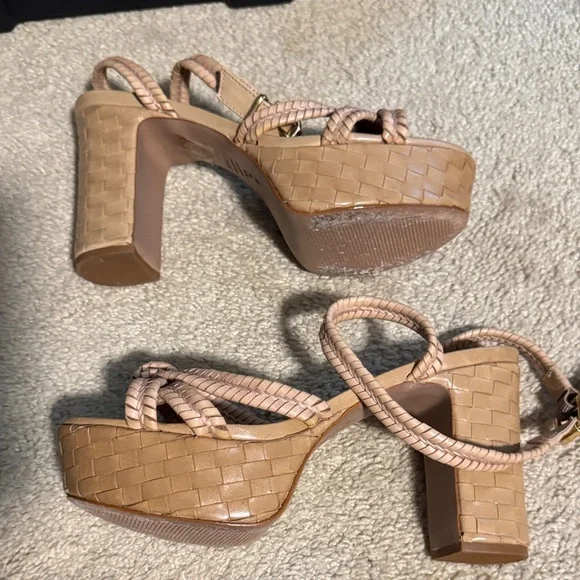 SCHUTZ Tan Braided Platform Heels - Picture 4 of 7